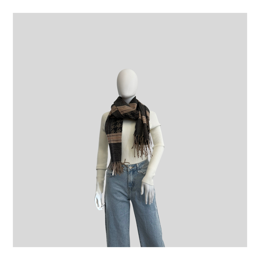 Schal "Karo Schwarz/Beige"
