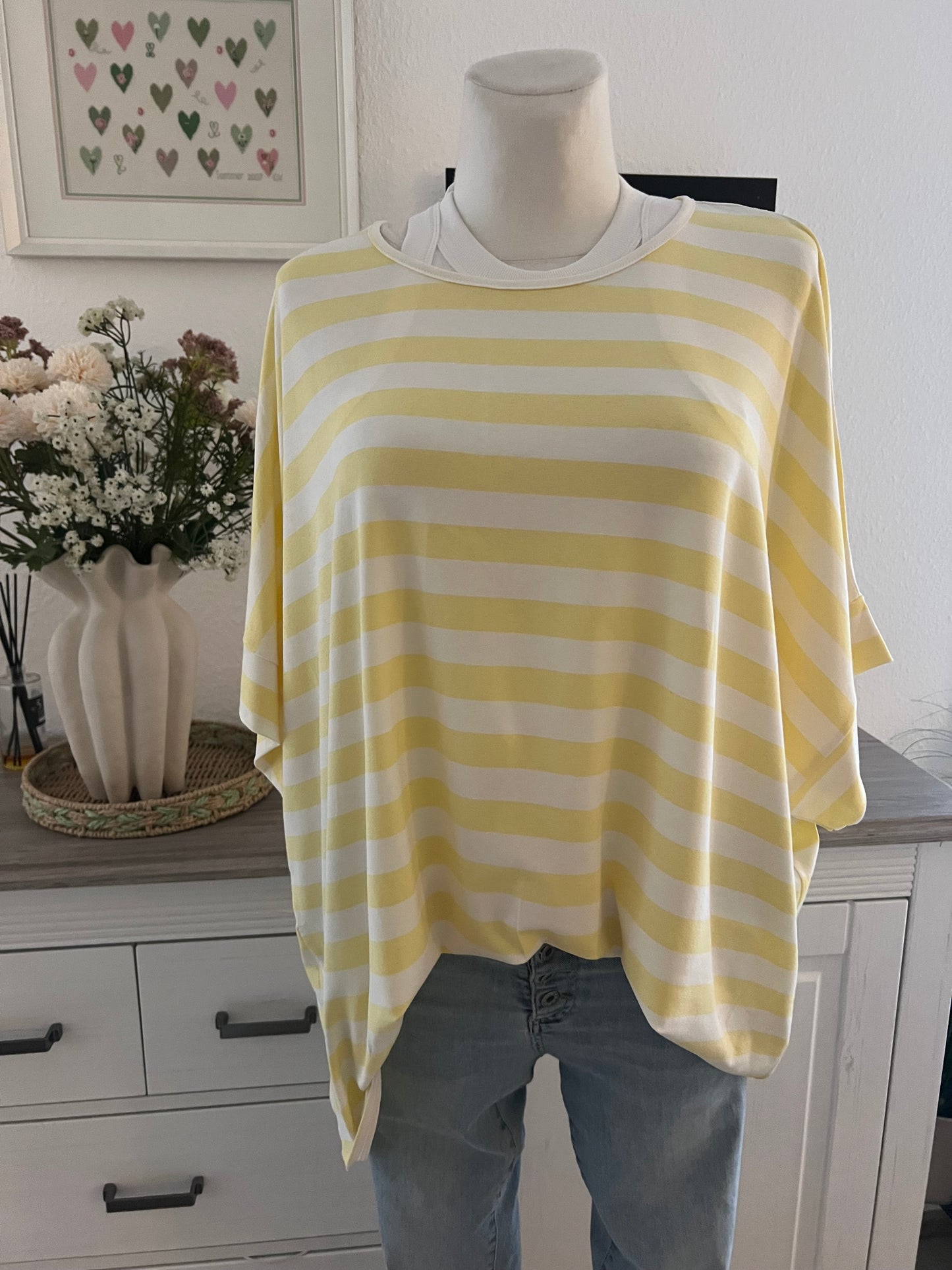 Oversized Shirt in gelb creme gestreift