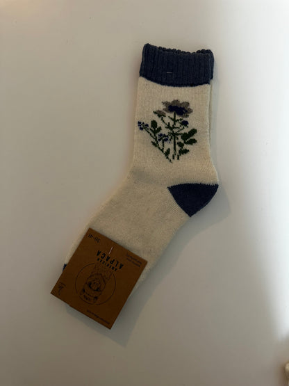 ✅Alpaca Socken Gr. 36-41 "Blau Creme"