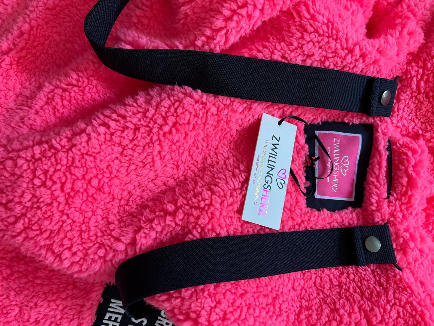 Zwillingsherz Mantel Oversized in dunkelblau  mit pink