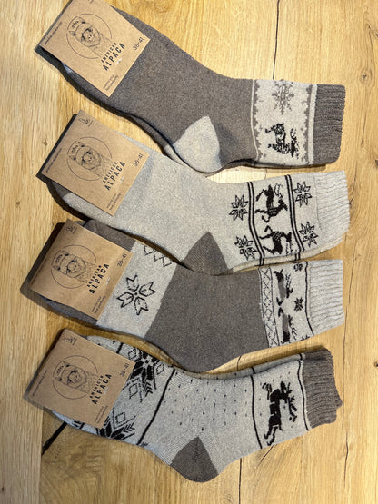 Alpaca Socken mit Elchen Gr 36-41