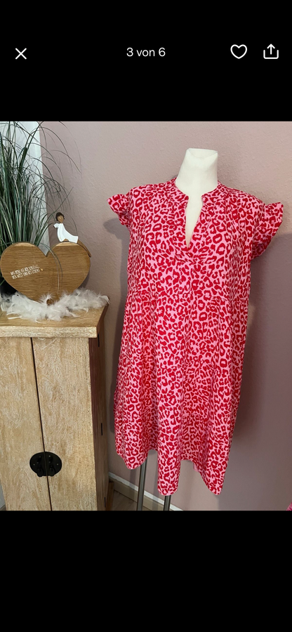 rosa rotes Musselin Kleid "Kurz - Leo"