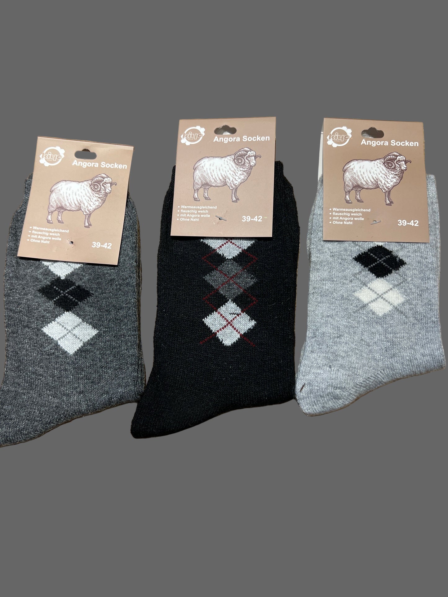 Angora Socken Gr. 39-42 "Raute" ❌