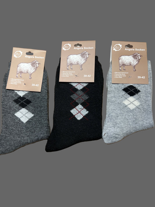 Angora Socken Gr. 39-42 "Raute" ❌