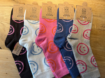 Alpaca Smiley Socken Gr 36-41  JN26-8218 🦙