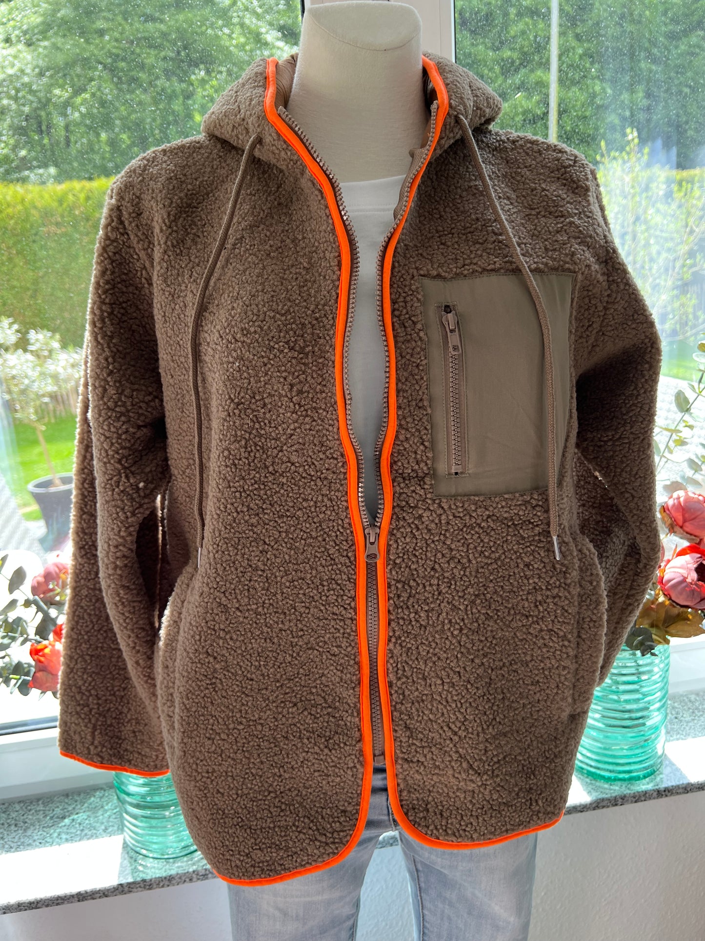 Teddy Jacke Zwillingsherz mit Kapuze