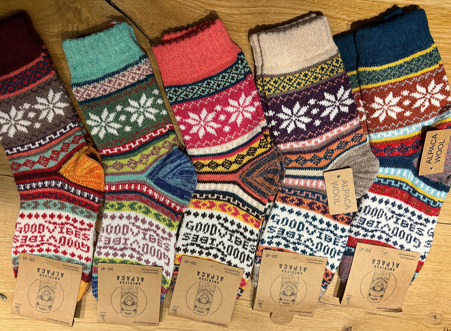 ✅ Alpaca Socken Gr. 36-41 "Good Vibes" 8215