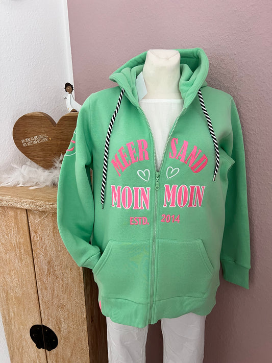 Zwillingsherz Hoodiejacke Moin Moin mint