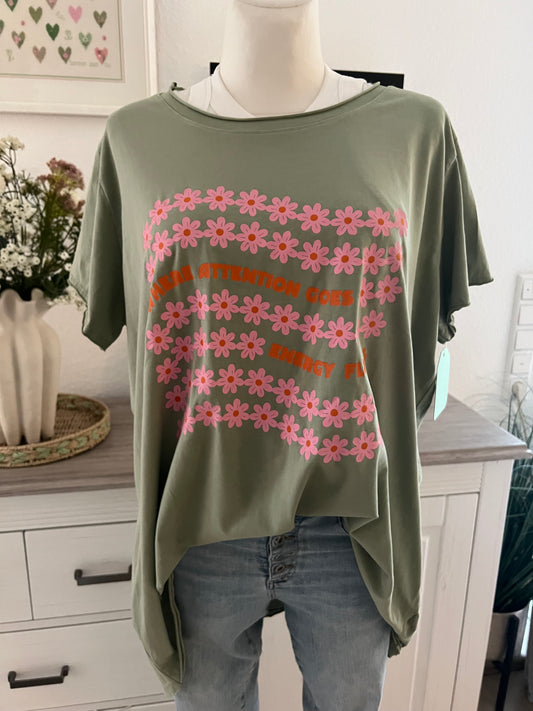 T Shirt  hinten länger mit Print