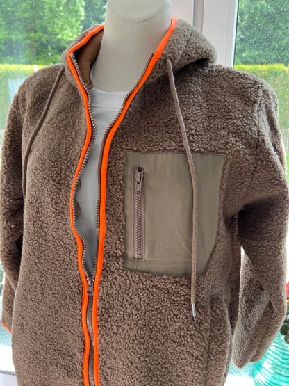 Teddy Jacke Zwillingsherz mit Kapuze