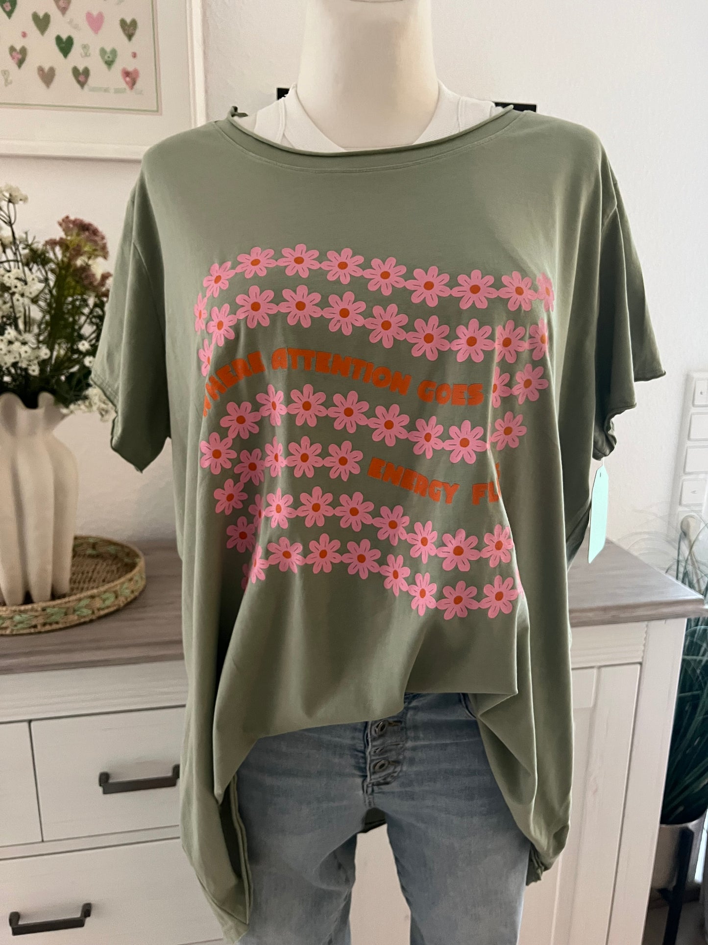 T Shirt  hinten länger mit Print