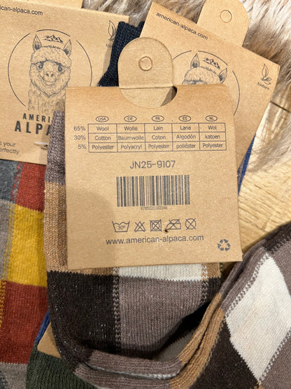 ✅Alpaca Herren Socken Gr. 41-47  “kariert dünn”