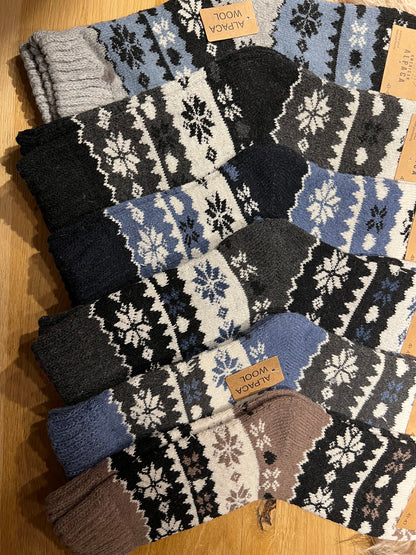 Alpaca Herren Socken Gr. 41-47 "Schneeflocke" ❌