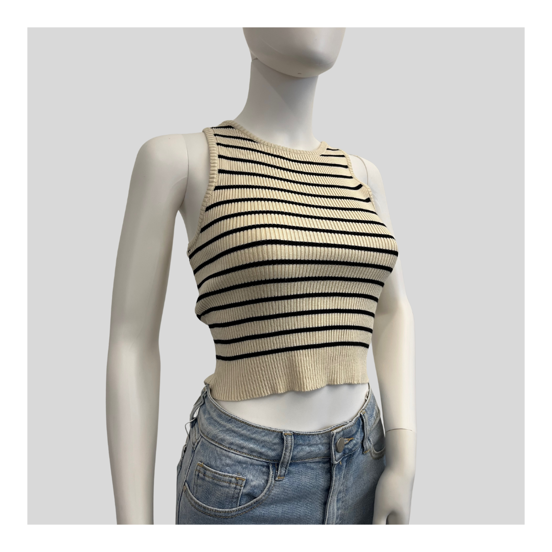 Crop Top "Beige gestreift"