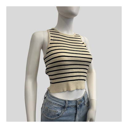 Crop Top "Beige gestreift"