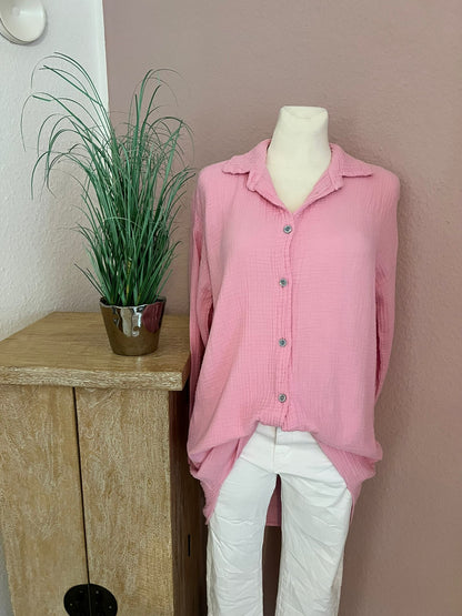 Musselin Bluse hinten lang