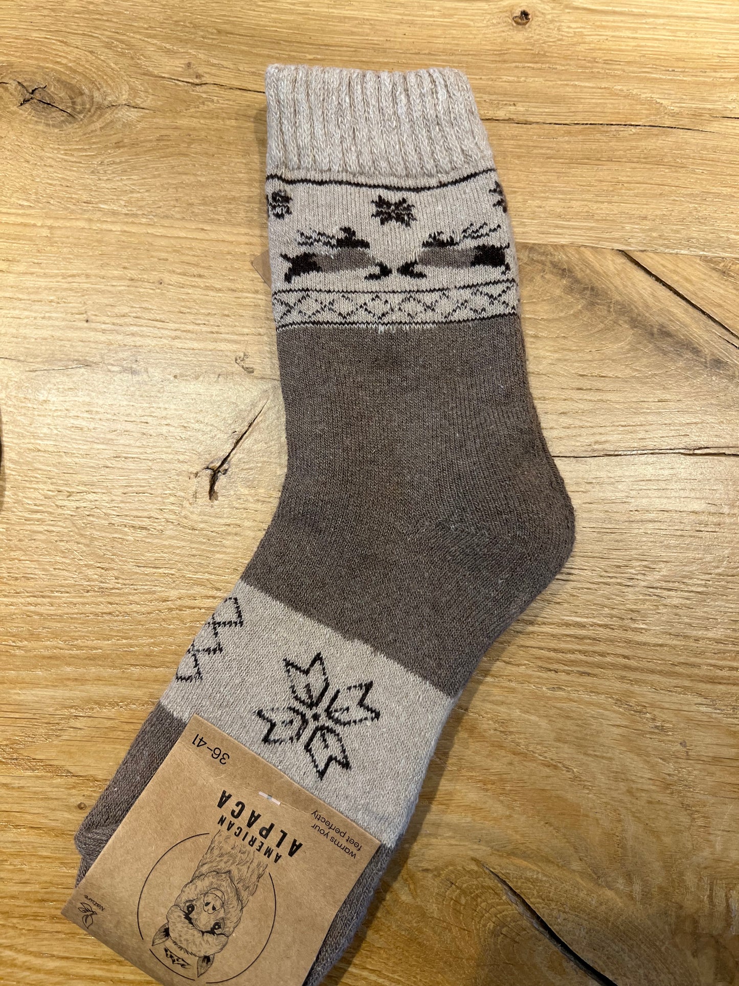 Alpaca Socken mit Elchen Gr 36-41