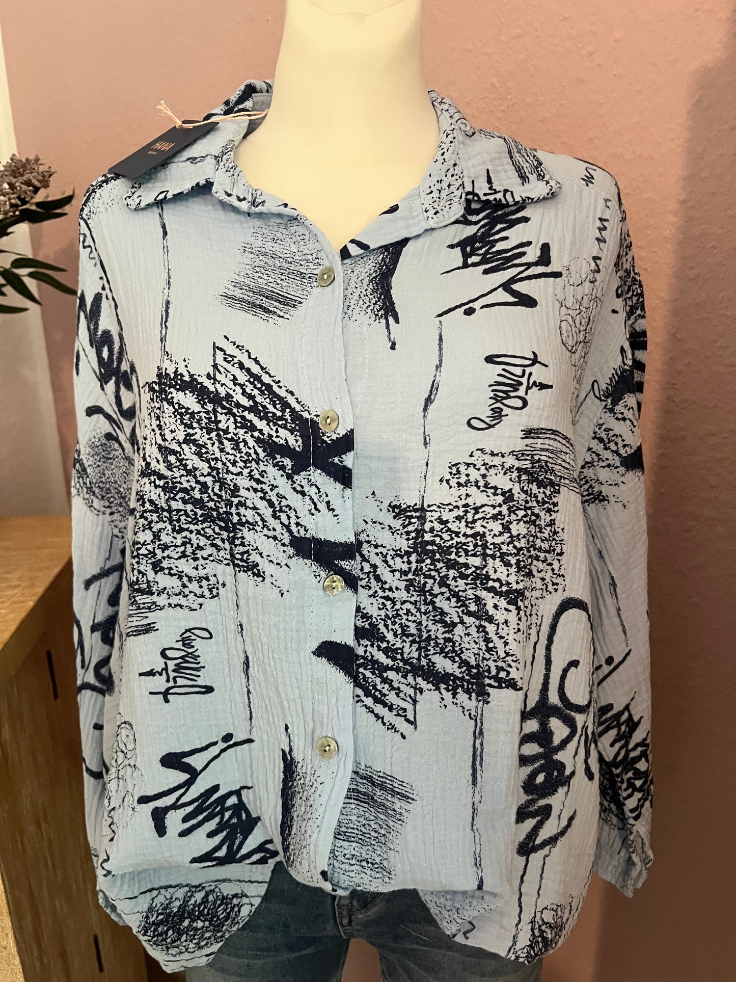 Musselin Bluse blau