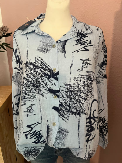 Musselin Bluse blau
