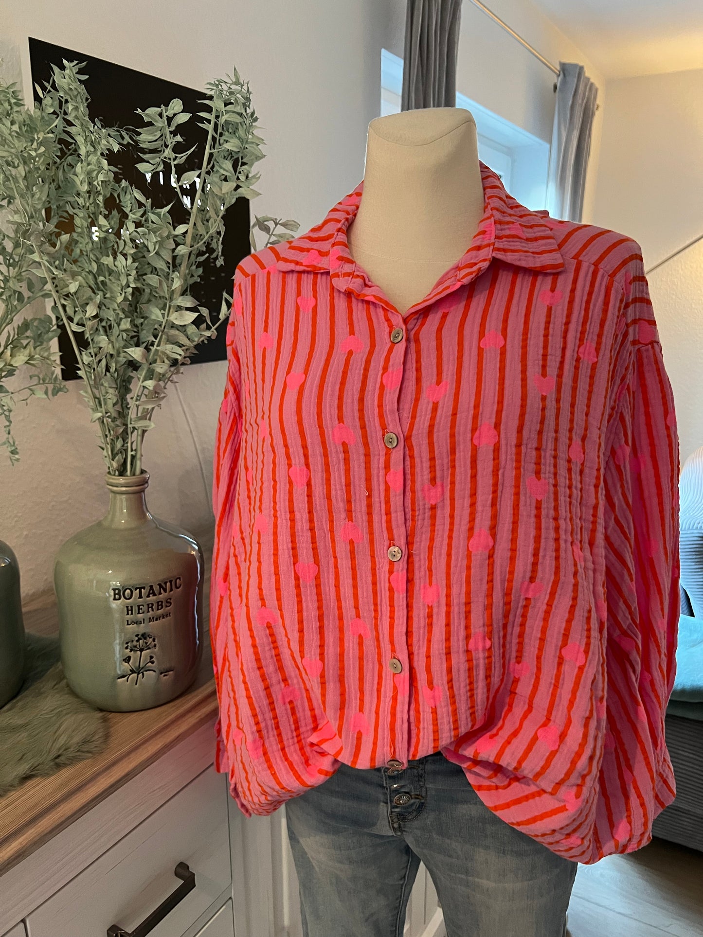 Musselin Bluse pink orange