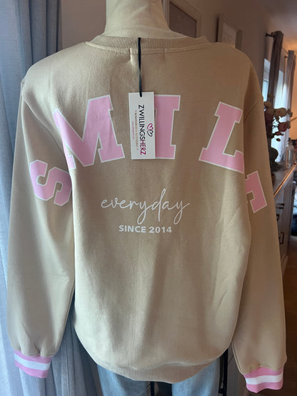 Sweatshirt Smile in Beige Zwillingsherz