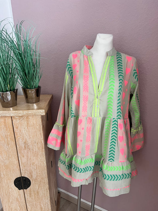 Sommerkleid mint beige pink