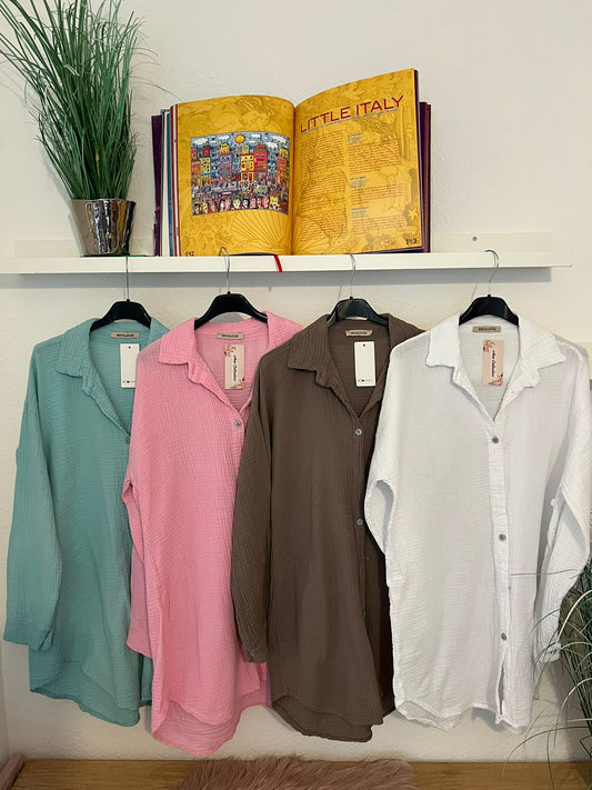 Musselin Bluse hinten lang
