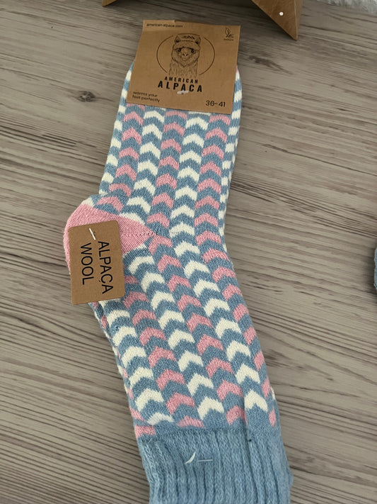 Alpaca Socken Gr 36-41 rosa blau