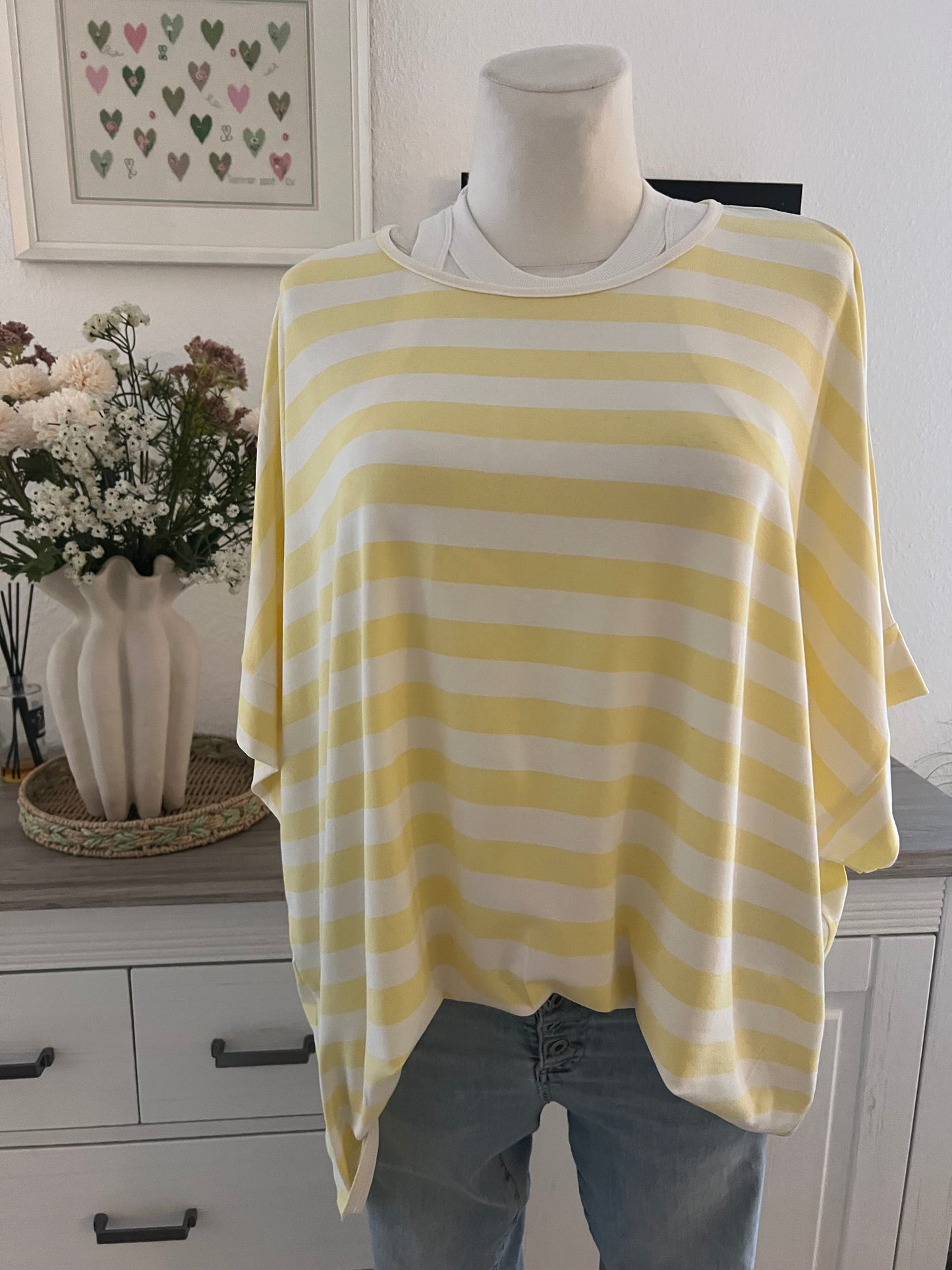 Oversized Shirt in gelb creme gestreift