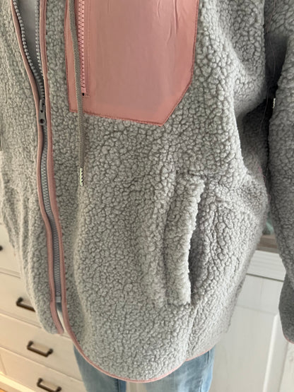 Teddy Jacke von Zwillingsherz in grau mit rosé Gr L