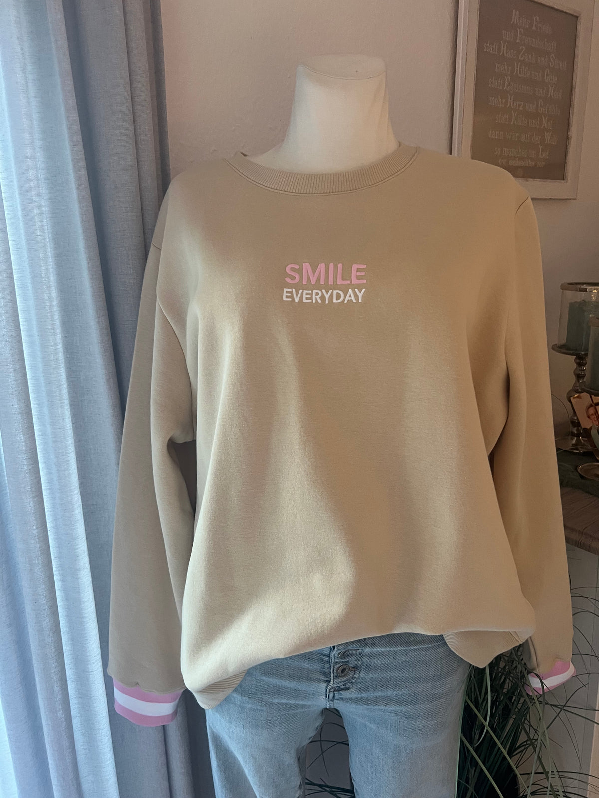 Sweatshirt Smile in Beige Zwillingsherz