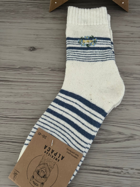 Alpaca Socken blau / creme 36-41