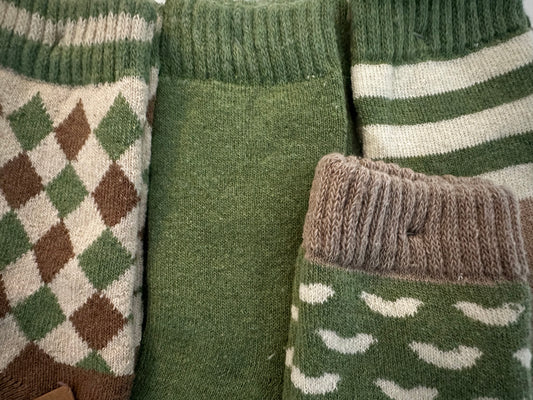 Alpaca Socken Gr. 36-41 "Grün Creme" ❌