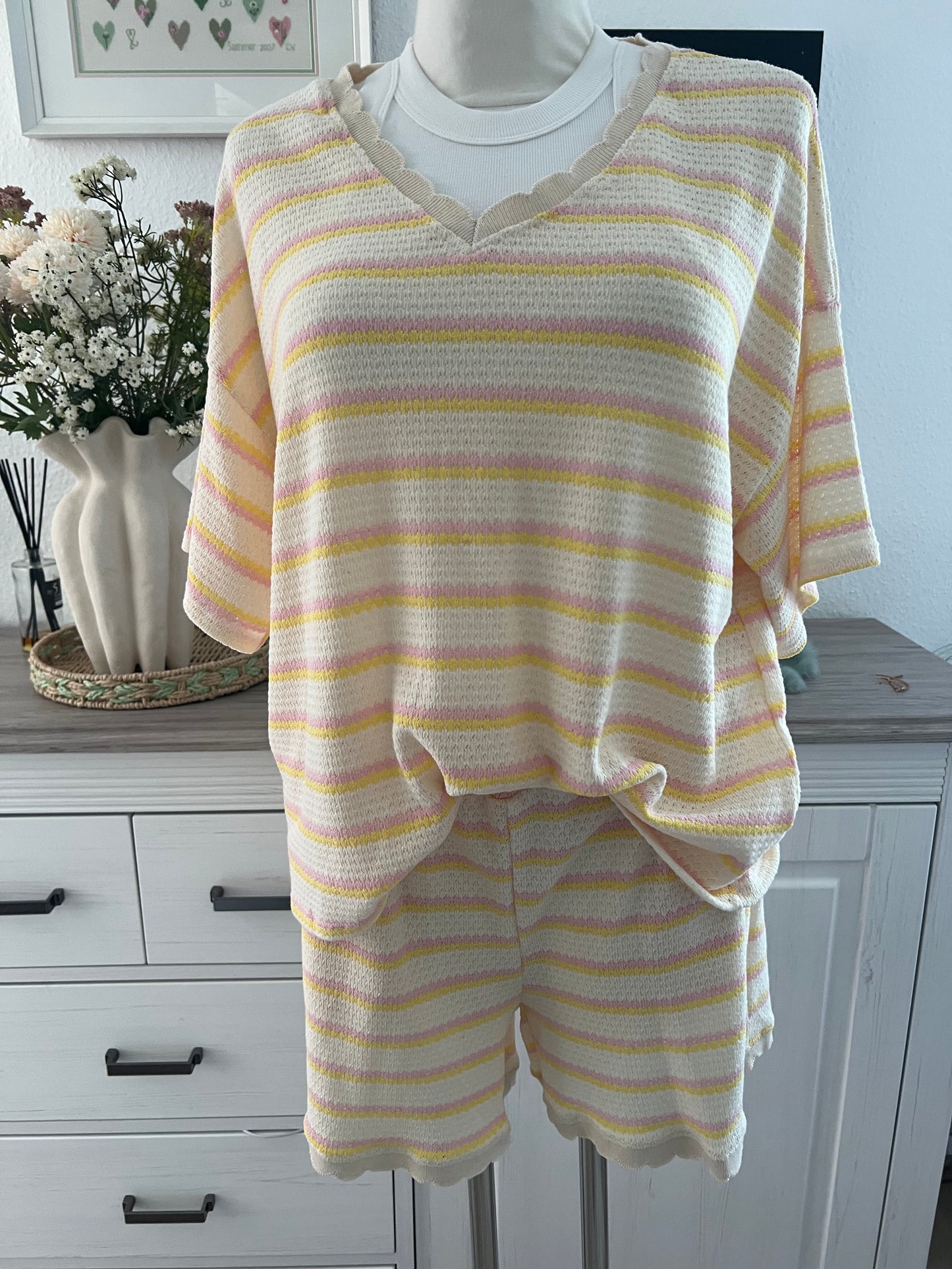 Strick Loungewear Set in pastellfarben