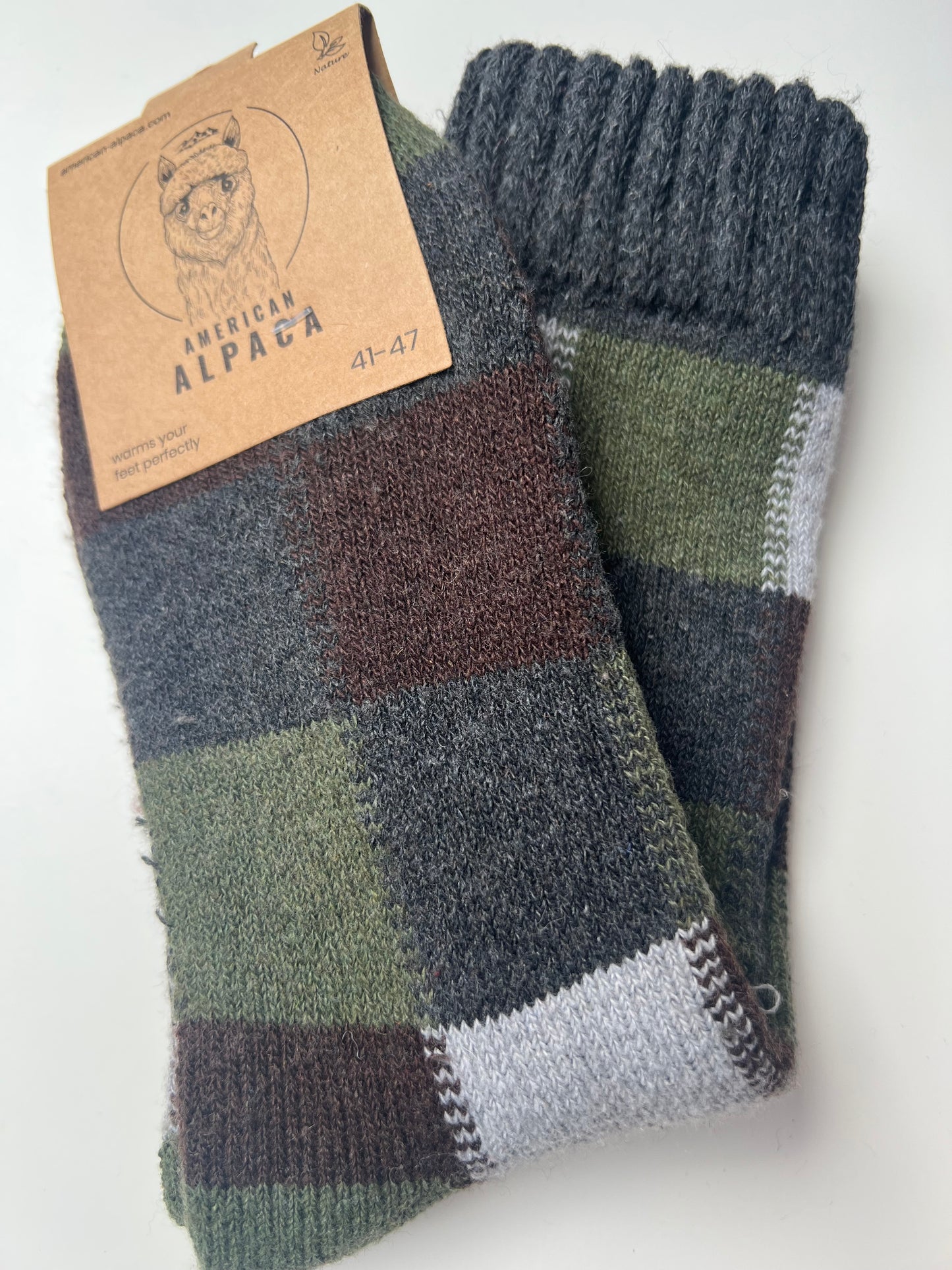 Alpaca Herren Socken Gr. 41-47 "Kariert Dick"🦙 9308