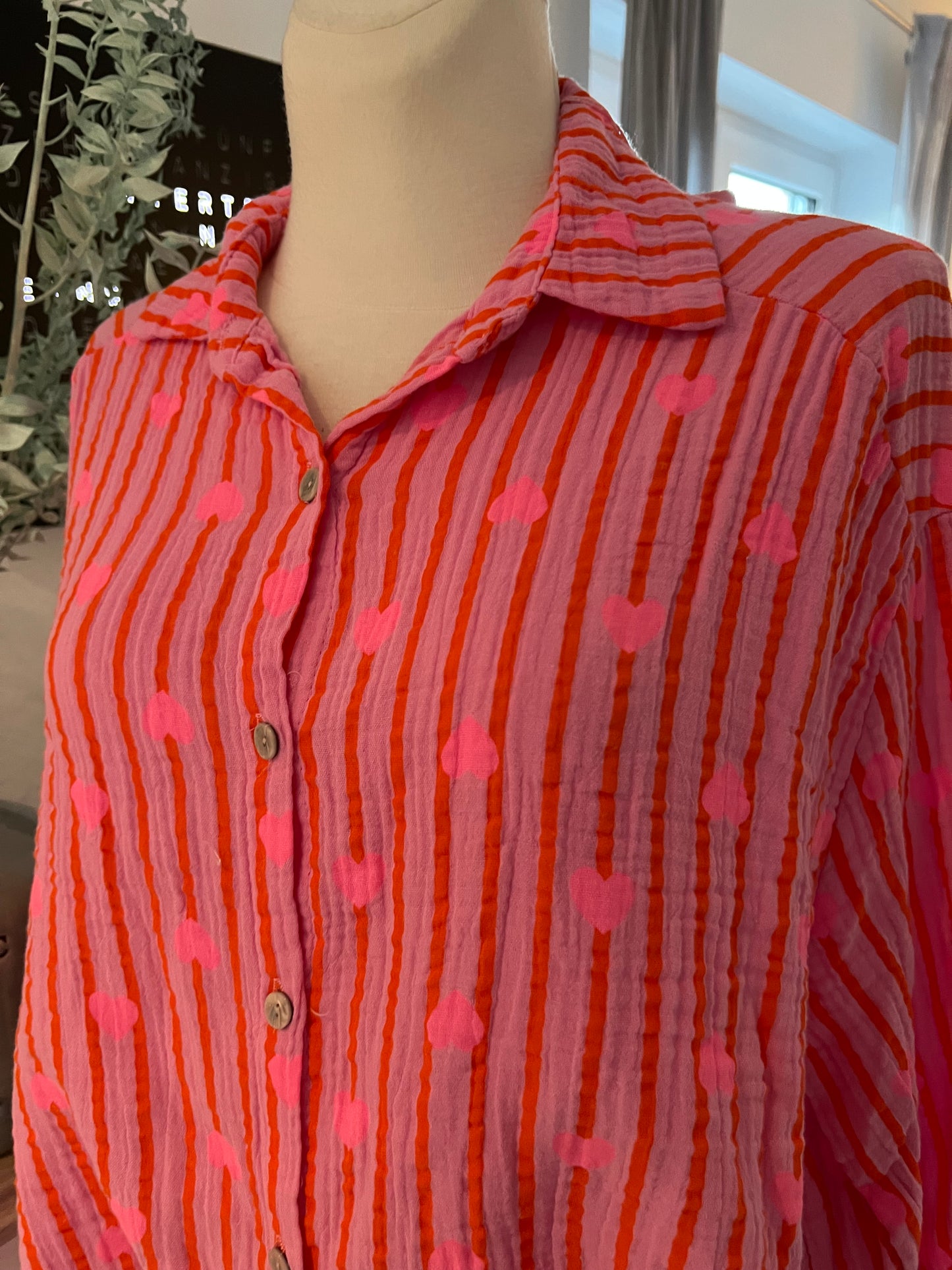 Musselin Bluse pink orange