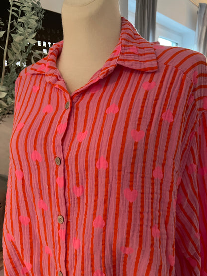 Musselin Bluse pink orange