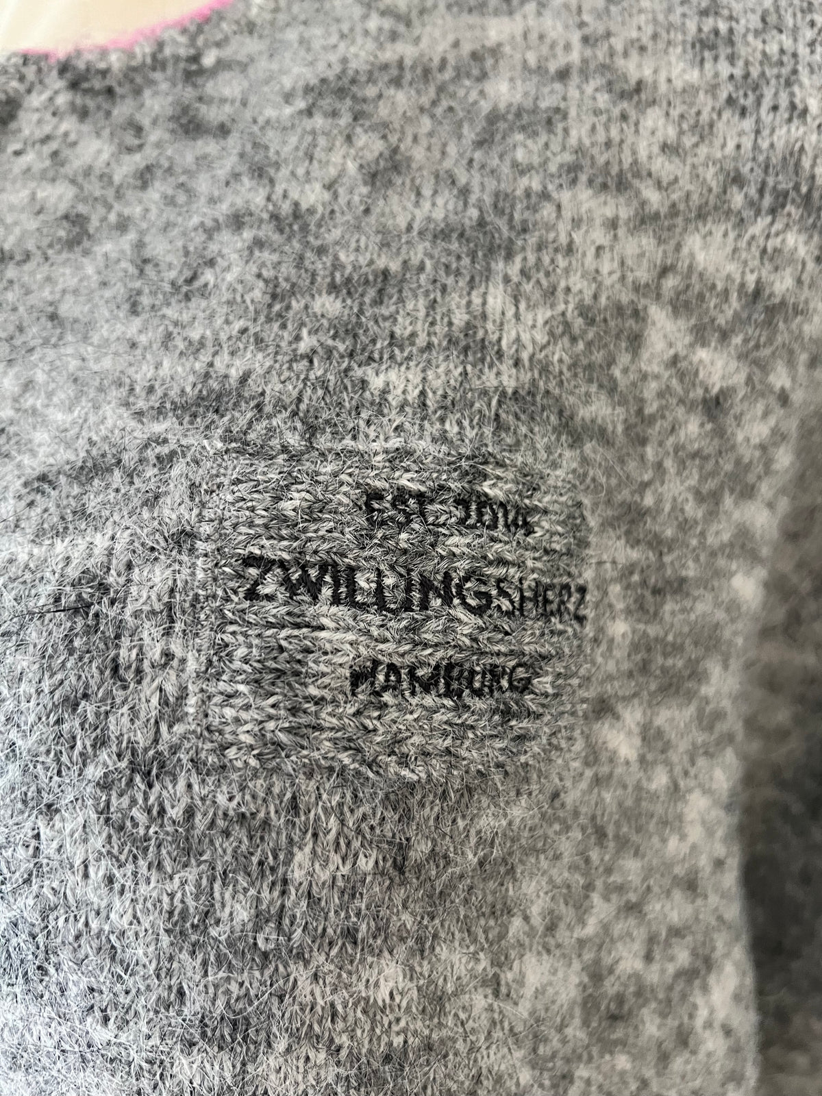 Zwillingsherz Jacke grau rosa xl
