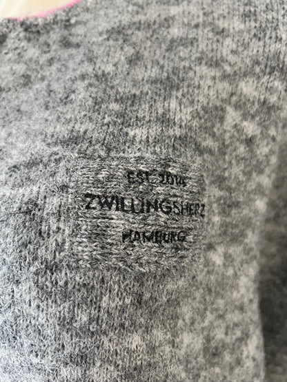 Zwillingsherz Jacke grau rosa xl