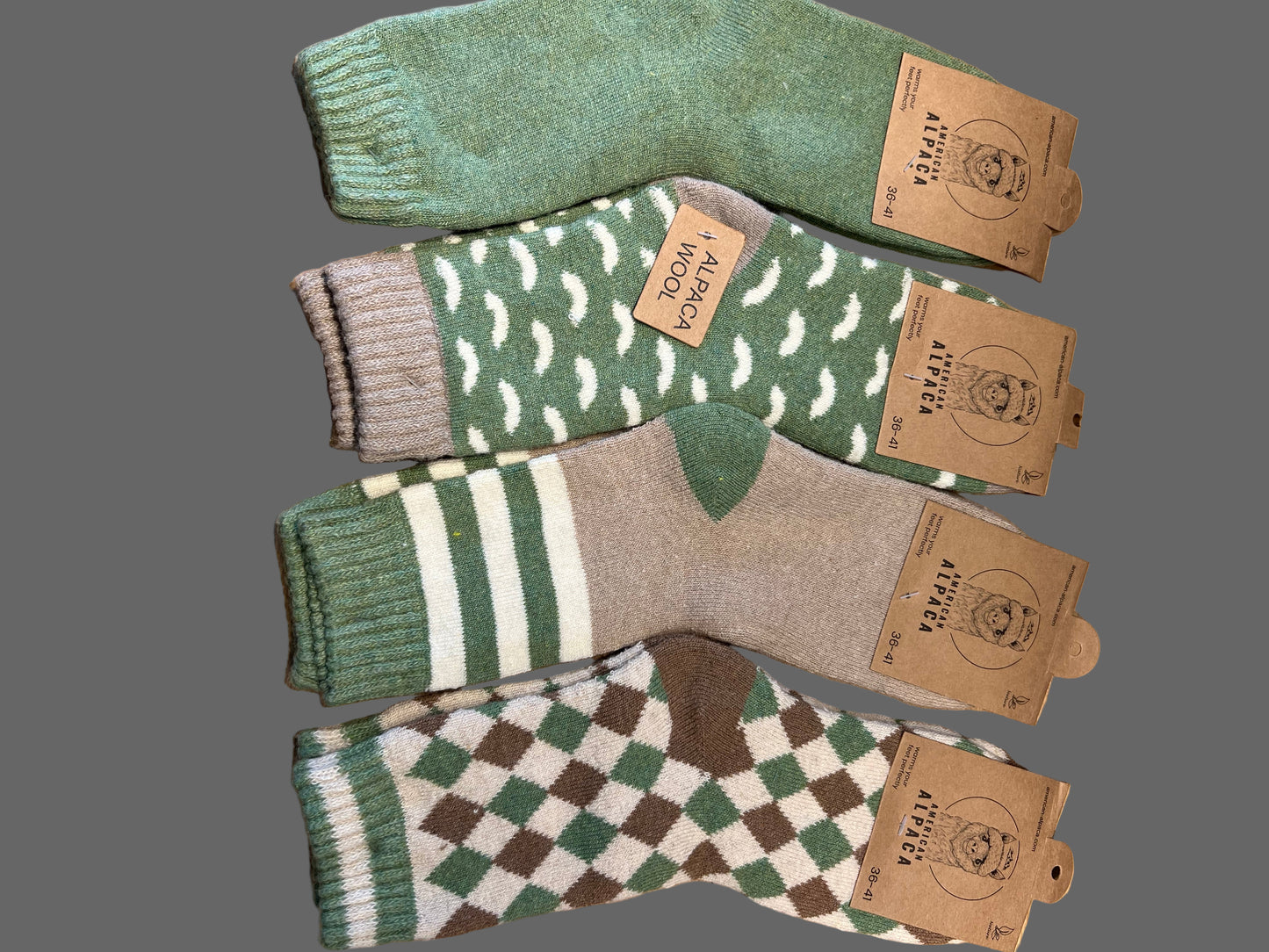 ✅Alpaca Socken Gr. 36-41 "Grün Creme"