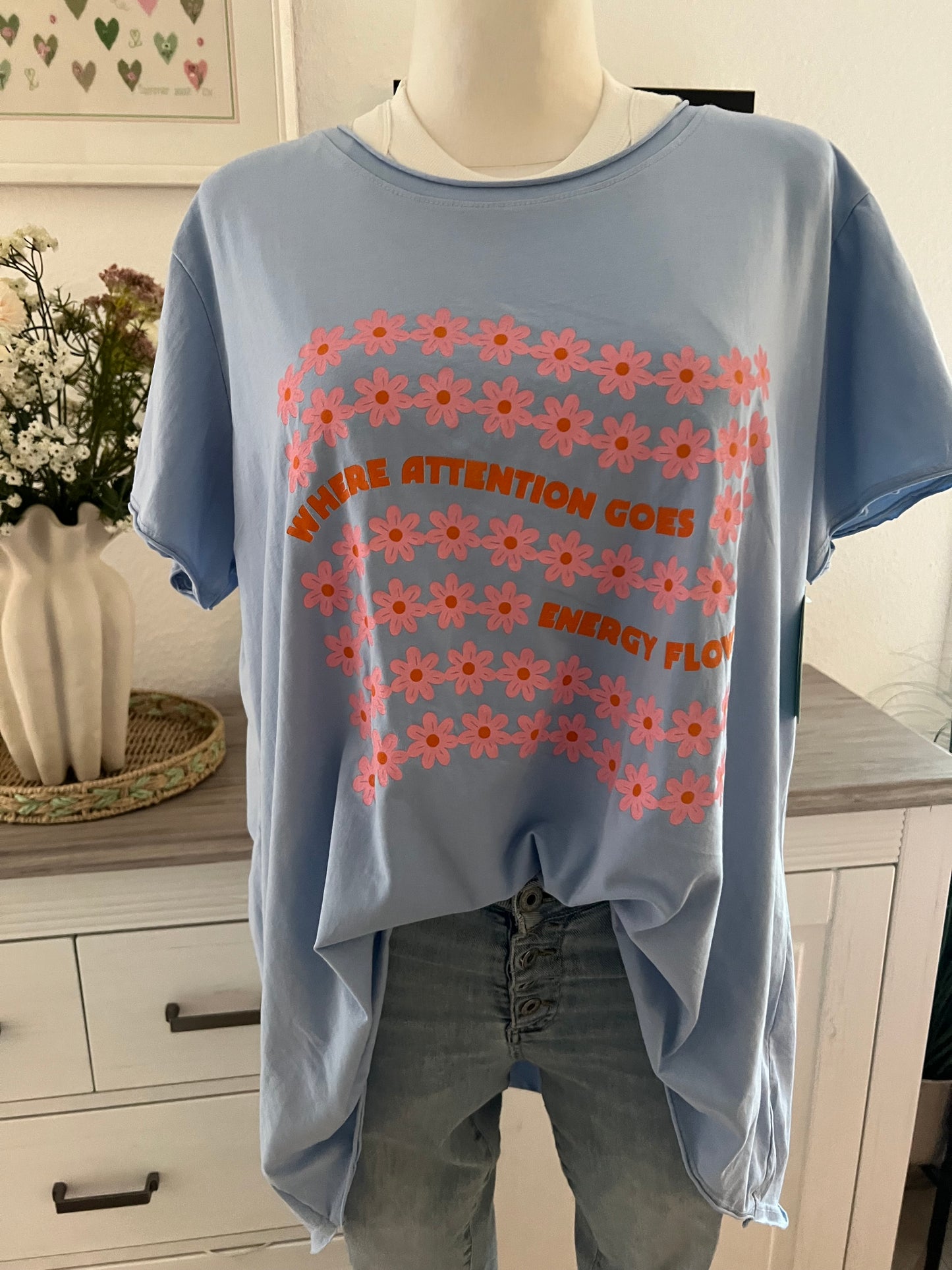 T Shirt  hinten länger mit Print