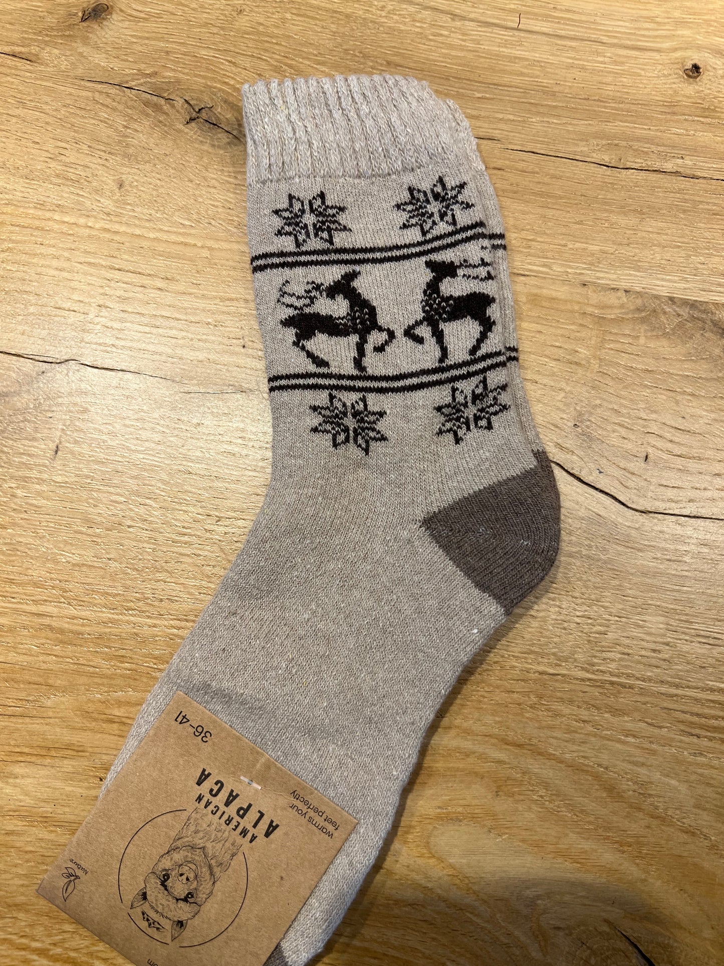 Alpaca Socken mit Elchen Gr 36-41