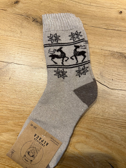 Alpaca Socken mit Elchen Gr 36-41