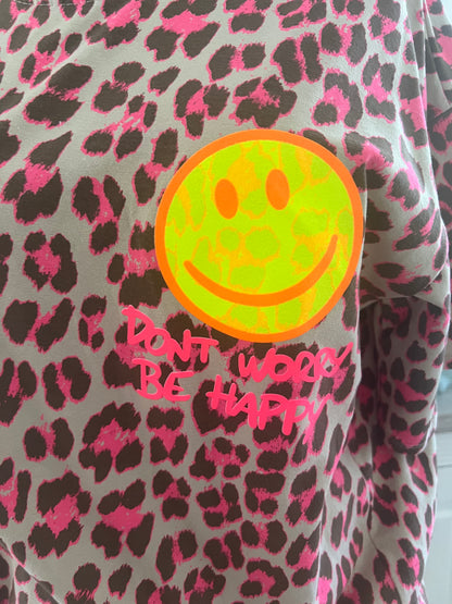 2 Teiler leo mit Smiley in verschiedenen Farben  don‘t worry be happy