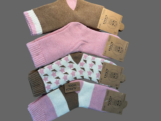 Alpaca Socken rosa creme taupe