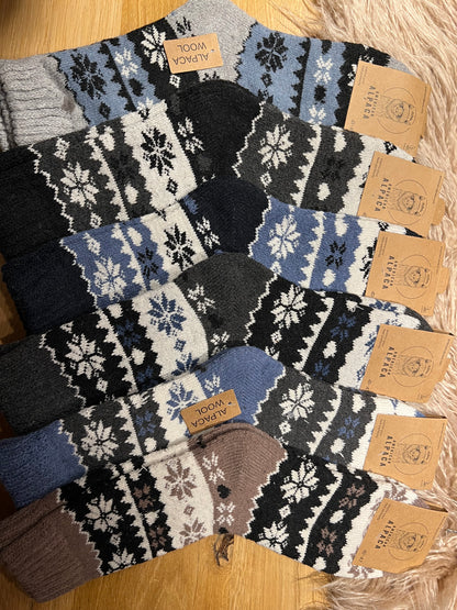 Alpaca Herren Socken Gr. 41-47 "Schneeflocke" ❌