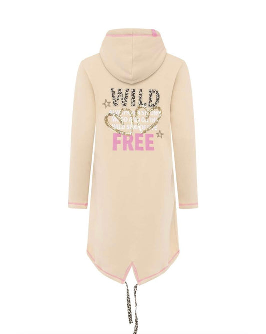 Zwillingsherz Hoodiemantel Wild Strong Free beige