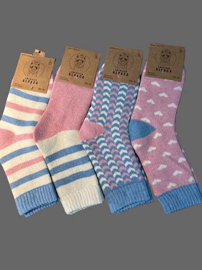 Alpaca Socken rosa hellblau Gr 36-41