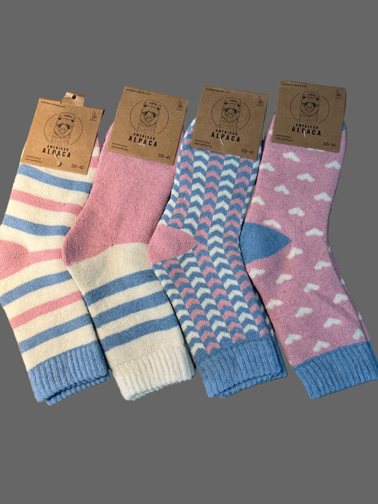 Alpaca Socken rosa hellblau Gr 36-41