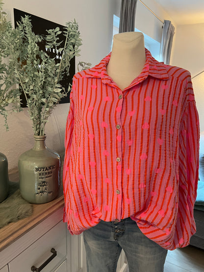 Musselin Bluse pink orange
